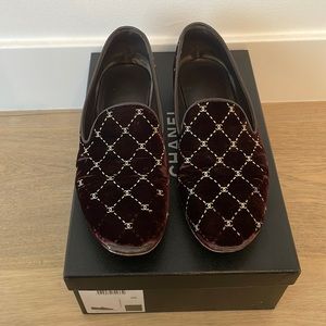 Chanel Velvet Loafers- Size 39